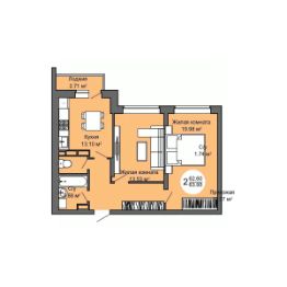 2-комн.кв., 64 м², этаж 16