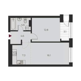 2-комн.кв., 47 м², этаж 10