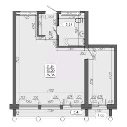 2-комн.кв., 53 м², этаж 17