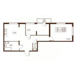 3-комн.кв., 71 м², этаж 2