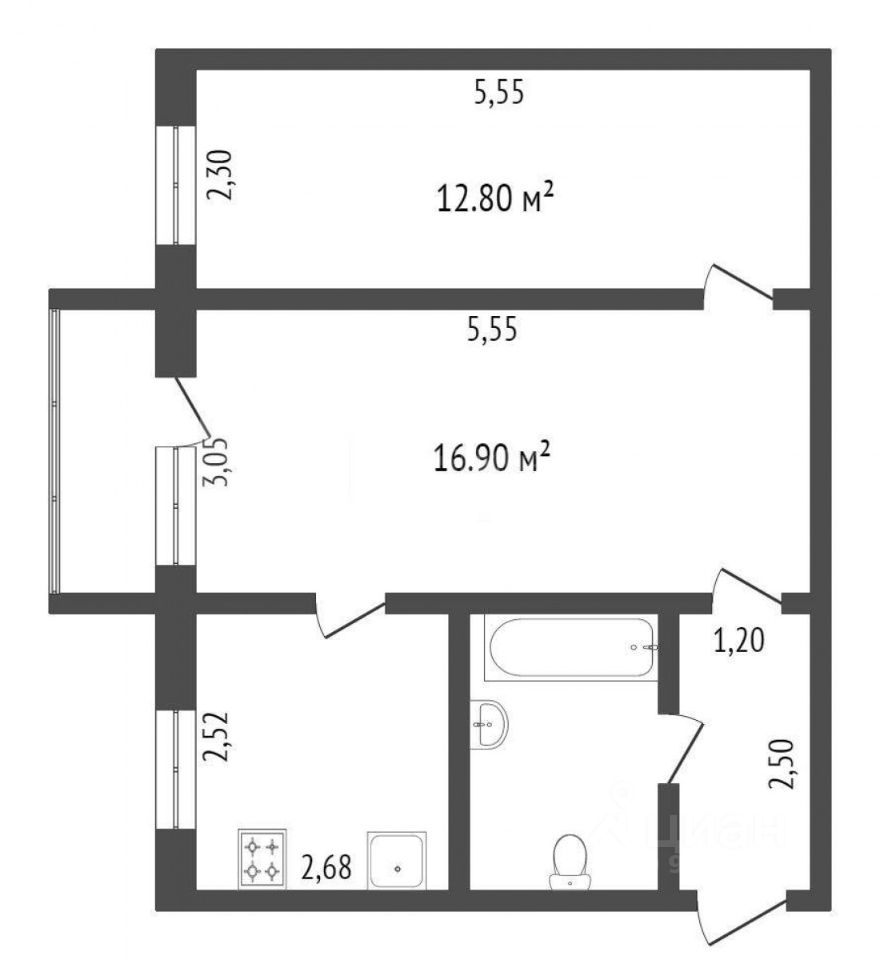 Купить двухкомнатную квартиру 43,6м² ул. Зеленая, 4, Тольятти, Самарская  область, Шлюзовой микрорайон - база ЦИАН, объявление 299188188