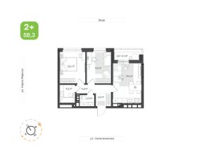 2-комн.кв., 58 м², этаж 7