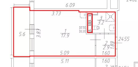 студия, 24 м², этаж 12