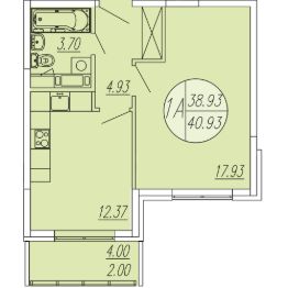 1-комн.кв., 41 м², этаж 1