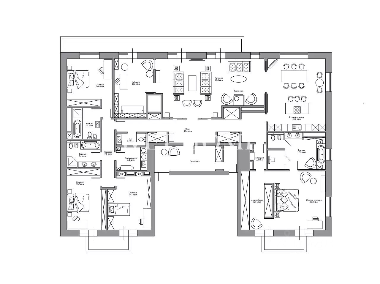 Купить многокомнатную квартиру 306,3м² Большая Татарская ул., 7к4, Москва,  м. Новокузнецкая - база ЦИАН, объявление 299226843