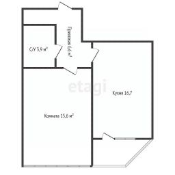 1-комн.кв., 43 м², этаж 2