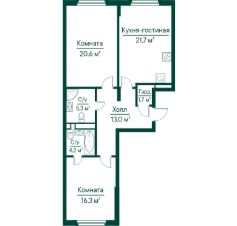 2-комн.кв., 83 м², этаж 10