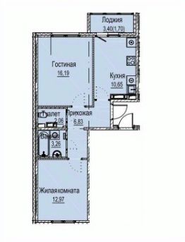 2-комн.кв., 54 м², этаж 6