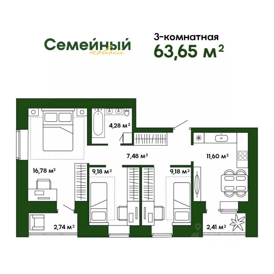 Купить 3-комнатную квартиру в рассрочку на улице Натальи Лавровой в селе  Засечное в сельсовет Засечный, объявления о продаже 3-комнатных квартир в  рассрочку. Найдено 7 объявлений.