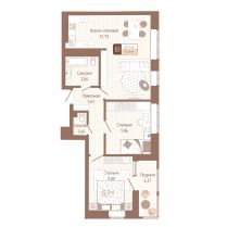 2-комн.кв., 56 м², этаж 12