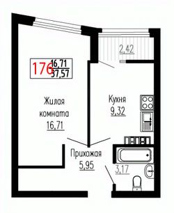 1-комн.кв., 38 м², этаж 14