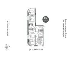 2-комн.кв., 71 м², этаж 2