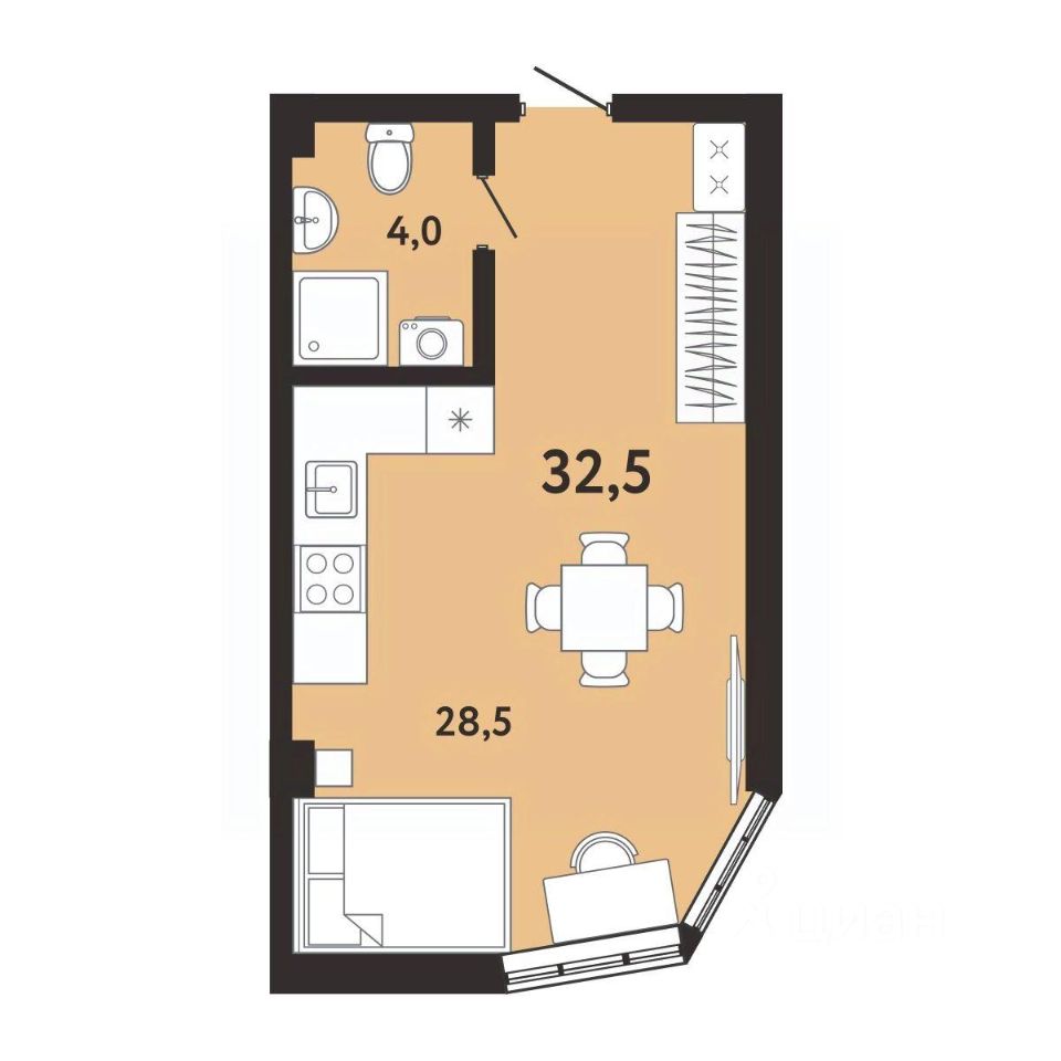 Купить однокомнатные апартаменты 32,5м² ул. Киевская, 44, Ялта, Крым респ.  - база ЦИАН, объявление 294027489