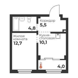 1-комн.кв., 33 м², этаж 2