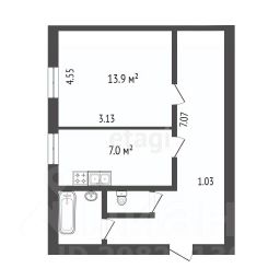комната 16/13 м², этаж 2