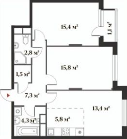 3-комн.кв., 67 м², этаж 3