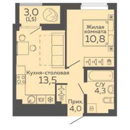 1-комн.кв., 35 м², этаж 9