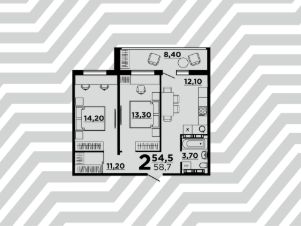 2-комн.кв., 59 м², этаж 9