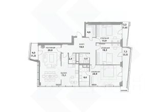 4-комн.кв., 138 м², этаж 11