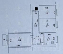 3-комн.кв., 77 м², этаж 5