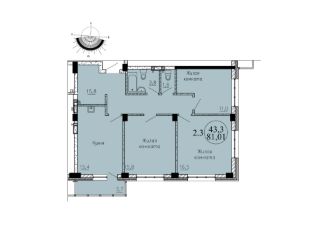 3-комн.кв., 81 м², этаж 24