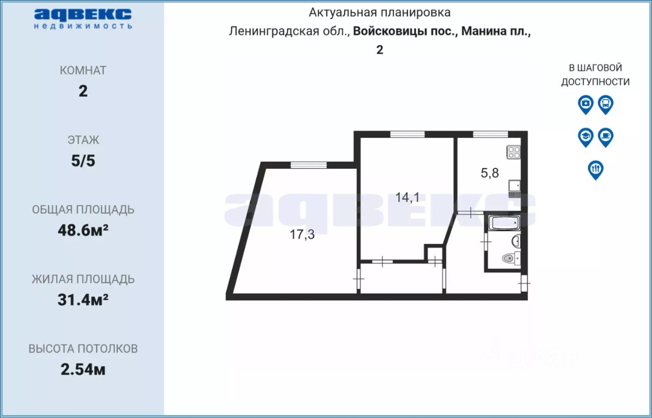 Купить 2-комнатную квартиру на площади Манина в поселке Войсковицы в  сельском поселении Войсковицкое, продажа двухкомнатных квартир во вторичке  и первичке на Циан. Найдено 7 объявлений