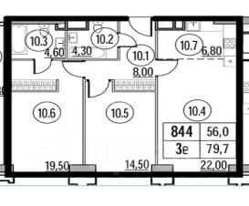 3-комн.кв., 80 м², этаж 17