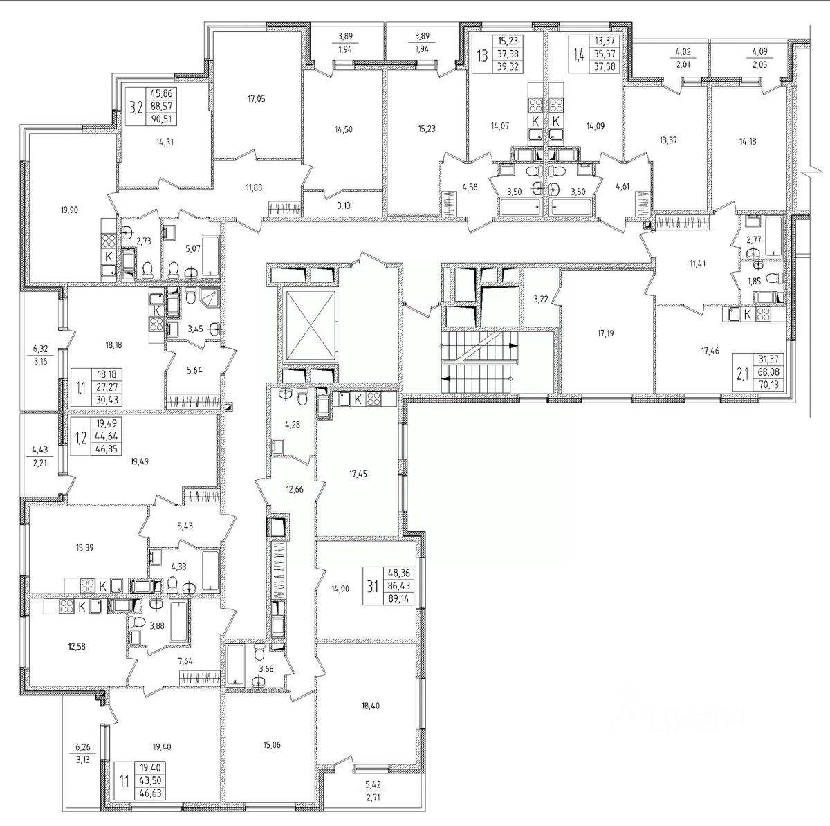 Купить двухкомнатную квартиру 70,1м² ул. Лермонтова, 15к2Б, Красное Село,  м. Проспект Ветеранов - база ЦИАН, объявление 299600115