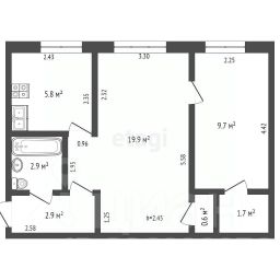 2-комн.кв., 42 м², этаж 2