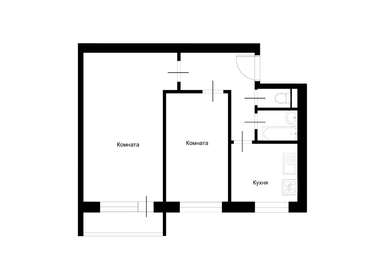 Продаю двухкомнатную квартиру 42,5м² ул. Смирнова, 18, Нерехта, Костромская  область, Нерехтский район - база ЦИАН, объявление 299657588