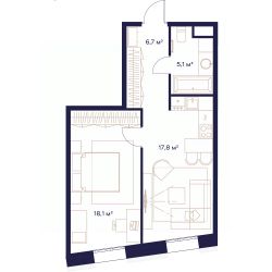 1-комн.кв., 48 м², этаж 2