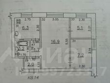 3-комн.кв., 42 м², этаж 1