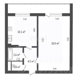 1-комн.кв., 39 м², этаж 13
