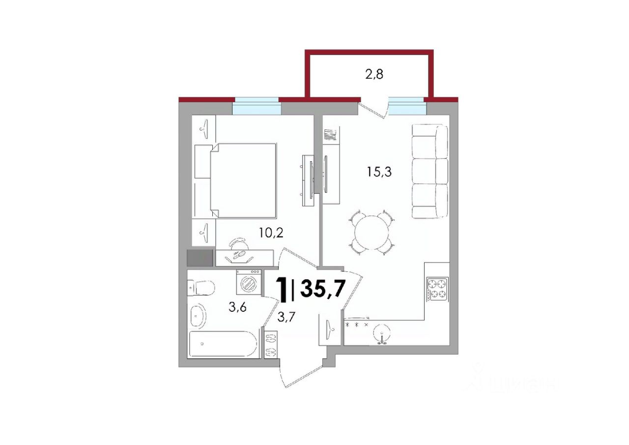 Купить однокомнатную квартиру 35,7м² ул. Сергея Есенина, 37, Тверская  область, Калининский муниципальный округ, Батино деревня - база ЦИАН,  объявление 299736552