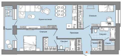 3-комн.кв., 77 м², этаж 2