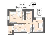 3-комн.кв., 76 м², этаж 2