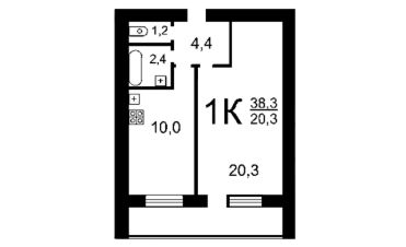 1-комн.кв., 32 м², этаж 4