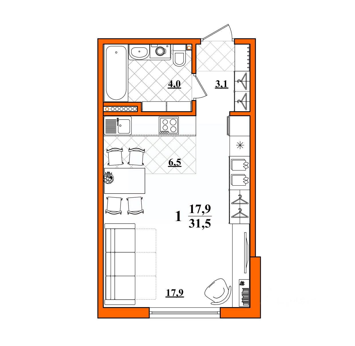 Продажа однокомнатной квартиры 31,5м² Первоуральск, Свердловская область -  база ЦИАН, объявление 299782816