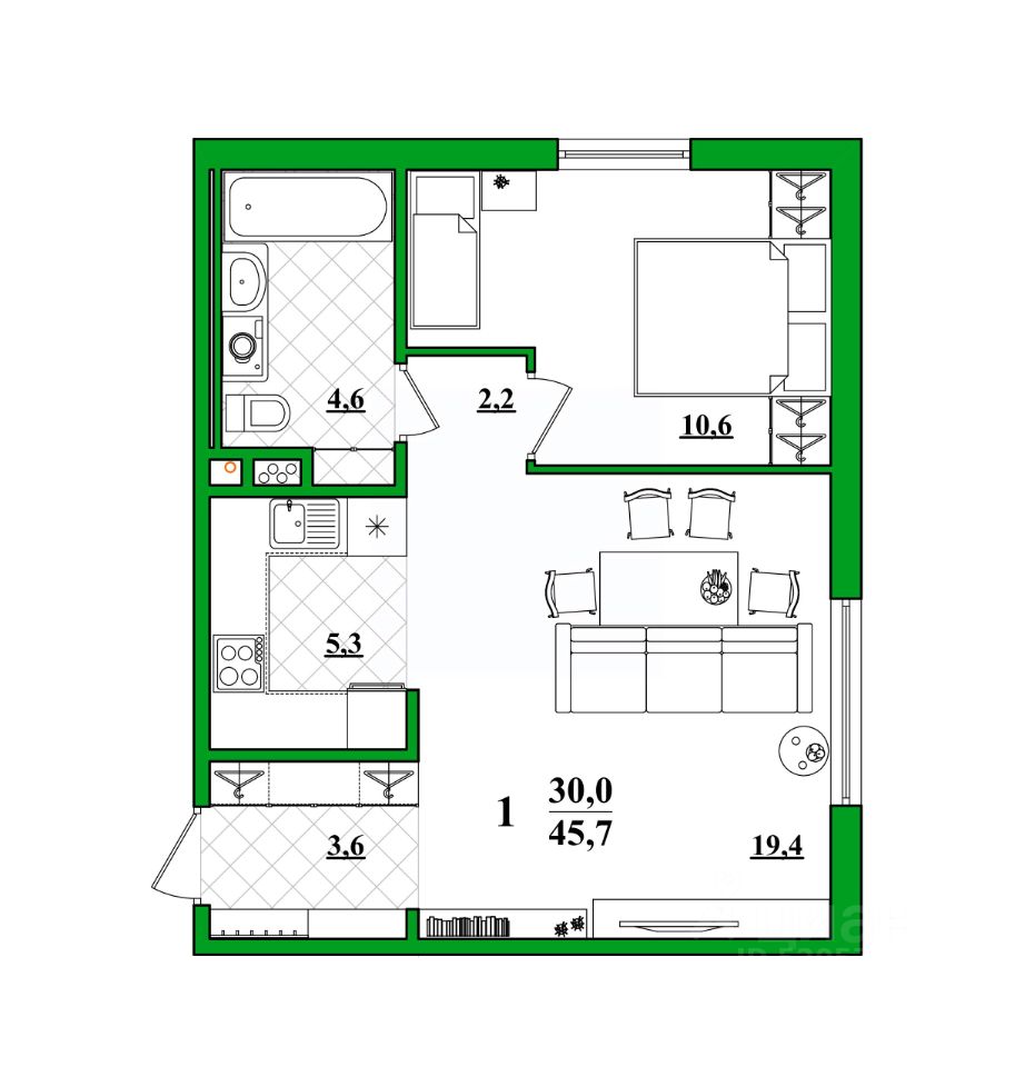 Продажа однокомнатной квартиры 45,7м² Первоуральск, Свердловская область -  база ЦИАН, объявление 299782828