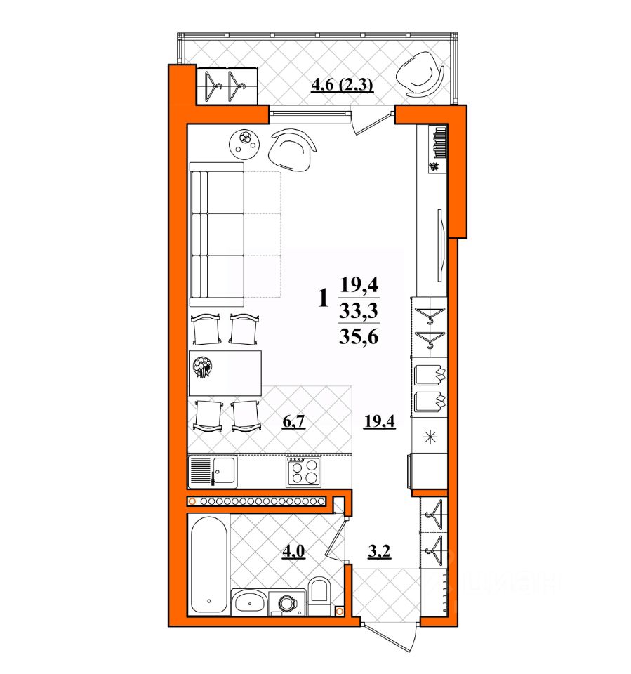 Продажа однокомнатной квартиры 35,6м² Первоуральск, Свердловская область -  база ЦИАН, объявление 299782852