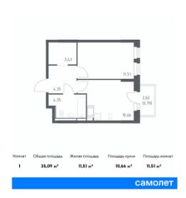 1-комн.кв., 35 м², этаж 11