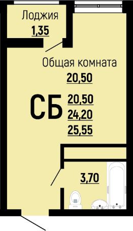 студия, 26 м², этаж 18