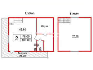 2-этаж. дом 100 м²