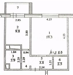 1-комн.кв., 43 м², этаж 11