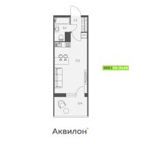 студия, 25 м², этаж 12