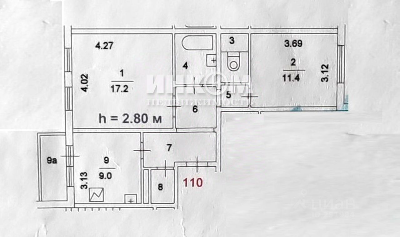 Купить двухкомнатную квартиру 53,1м² Остафьевская ул., 8, Москва, м.  Бунинская аллея - база ЦИАН, объявление 299847483