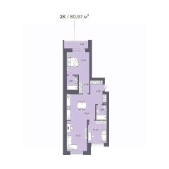 2-комн.кв., 81 м², этаж 6