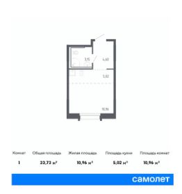 студия, 24 м², этаж 22