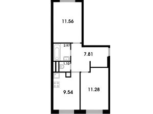 2-комн.кв., 47 м², этаж 2