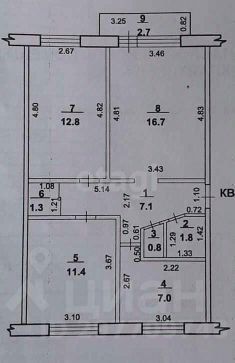 3-комн.кв., 59 м², этаж 3